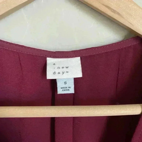 A New Day Wrap Front Dress Wine Red Size Small - Picture 4 of 8